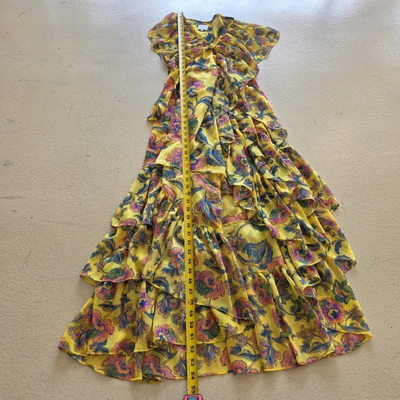 MISA Los Angeles Women's Yellow Floral Self Tie Ilune Wrap Dress Size Small - Picture 5 of 7